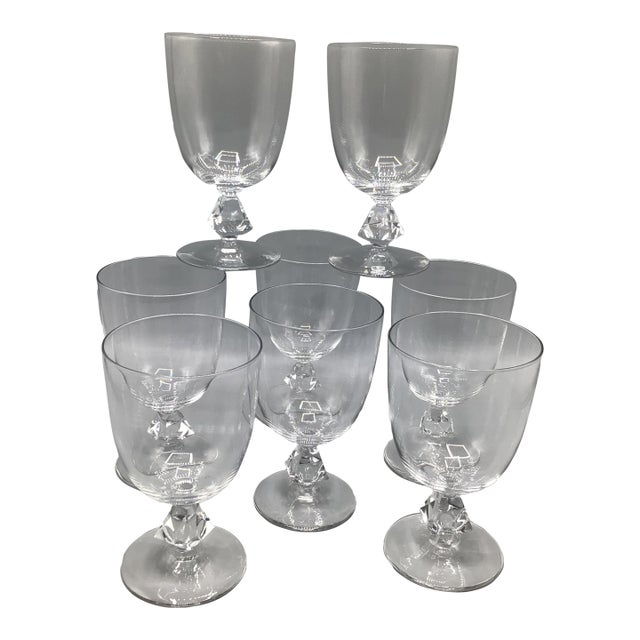 Aquarius Clear by Bryce Goblets With Heavy Crystal Stem - Set of 8 For Sale