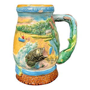 Vintage Majolica Ceramic Fisherman's Tankard