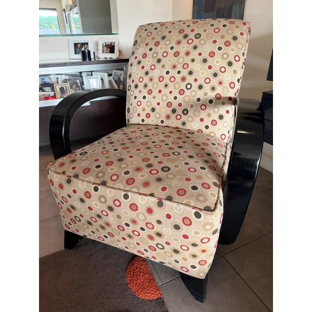 Contemporary Living Room Chair - Playful Contemporary With Solid Wood Arms For Sale - Image 3 of 4