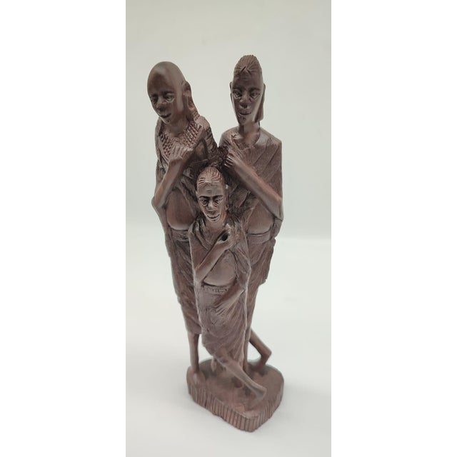 Mid-Century Modern Hand-Carved Makonde Family Group in Ebony, 1960s For Sale - Image 3 of 12