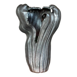 Vintage Boho Signed Studio Pottery Vase For Sale