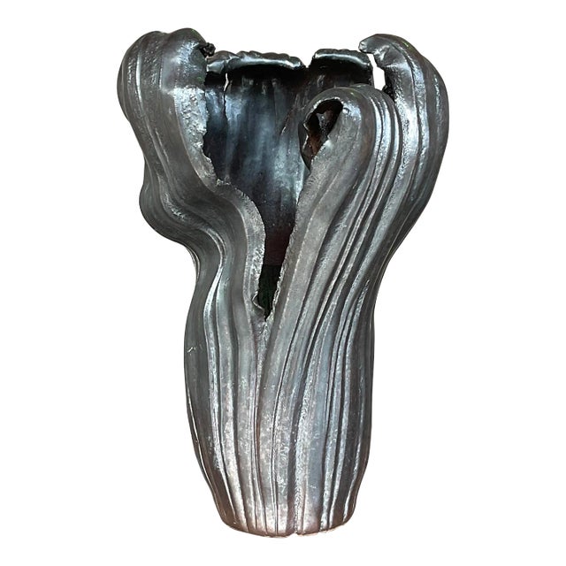 Vintage Boho Signed Studio Pottery Vase For Sale