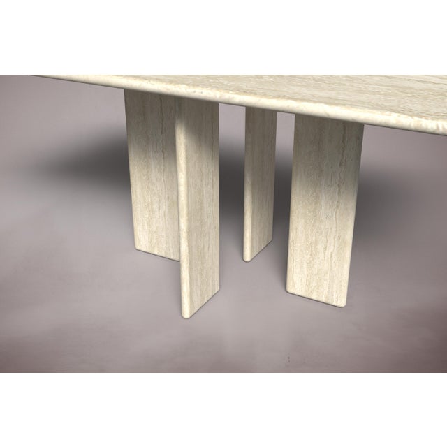 Modern Luna Rectangular Travertine Dining Table 72" For Sale - Image 3 of 3