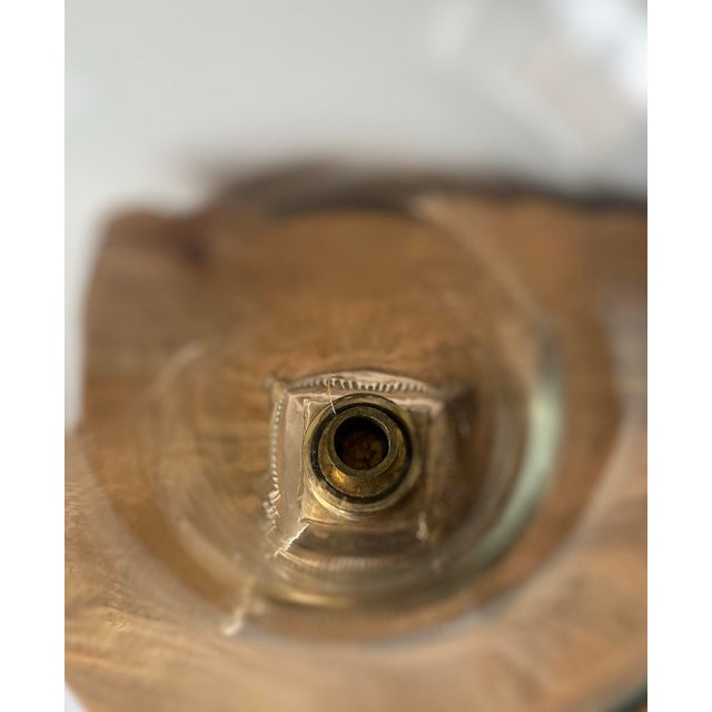 Transparent Late 20th Century Glass & Brass Hurricane Candle Holder For Sale - Image 8 of 8