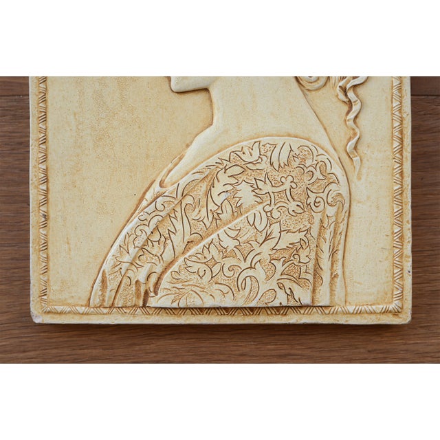 Vintage Saint Cecilia Relief Sculpture Wall Plaque For Sale - Image 4 of 5