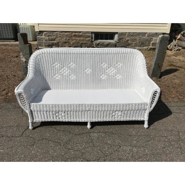 Heywood-Wakefield Antique Heywood Wakefield Wicker Porch Set - 3 Pieces For Sale - Image 4 of 11