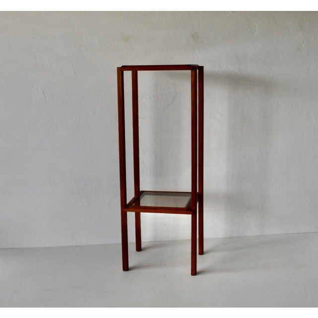 Danish Style Modern Teak Plant Stand Two Tier Smoked Glass For Sale In Miami - Image 6 of 14
