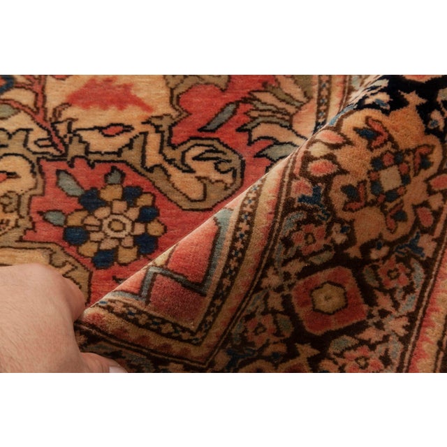 Antique Persian Tabriz Botanic Brown, Pink, Red Handmade Wool Rug For Sale - Image 4 of 4