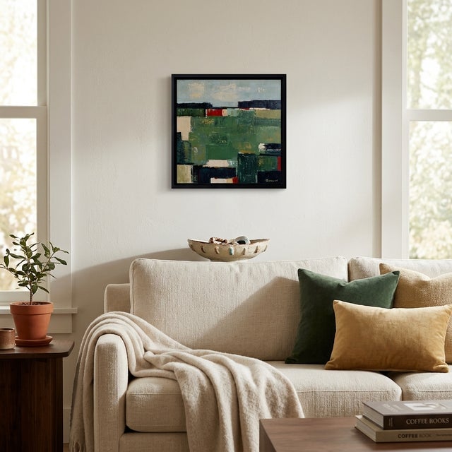 Bottle Green Lines of Earth, Abstract Landscape, Contemporary, Framed by Sophie Dumont For Sale - Image 8 of 8