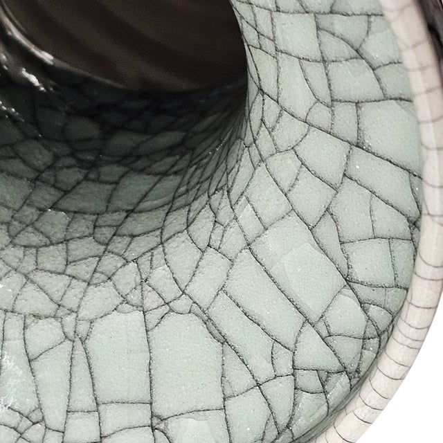 Green Japanese Soma Ware Green Crackle Vase 9.75" For Sale - Image 8 of 10