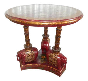 Maitland Smith Red Lacquer Elephant Center Table
