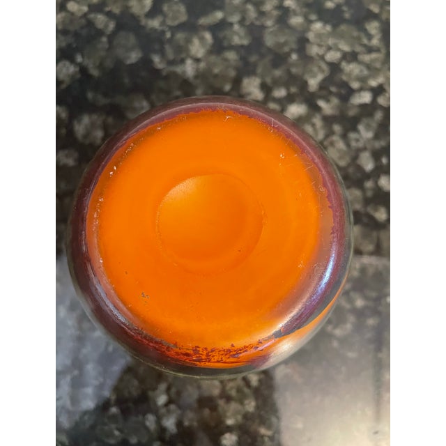 Art Nouveau Antique Hand Painted Art Glass Vase For Sale - Image 3 of 7