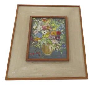 Mid 20th Century Still Life Flowers Painting, Framed