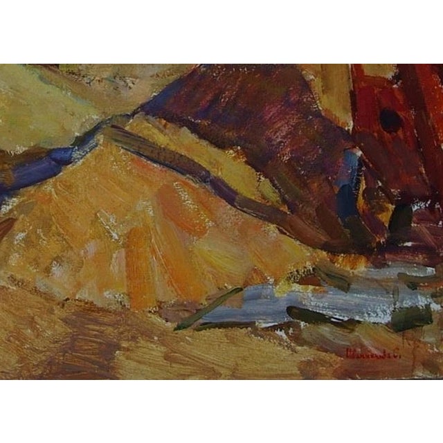 Ukrainian Socialist Realism Oil Painting, Harvestwheat Field, 1970s 50-70 For Sale - Image 6 of 6