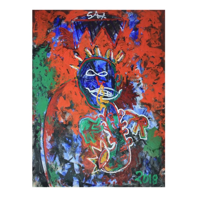 Sax Berlin That Kat Coltrane, Neo Expressionist Portrait of John Coltrane by Sax Berlin 2018 For Sale