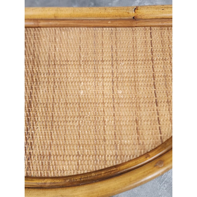 Demi-Lune Franco Albini Style Bamboo & Rattan Console Table For Sale - Image 12 of 12