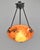 Charles Schneider - Le Verre Français A small and very rare French art deco hanging fixture in wrought iron with a nice...