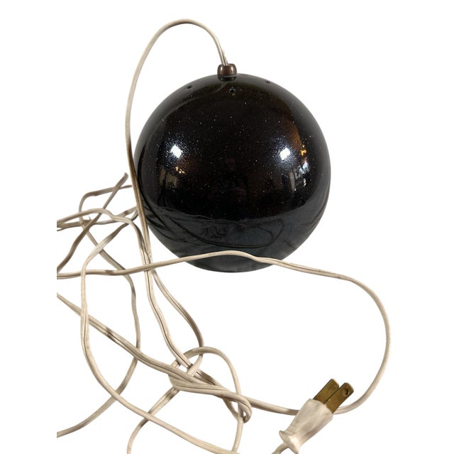 Black 1960s Mid Century Modern Black Sparkle Powder Coat, Eyeball Pendant Lamp For Sale - Image 8 of 9