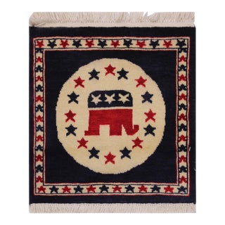 Republic Party Flag Ivory/Blue Wool Rug For Sale