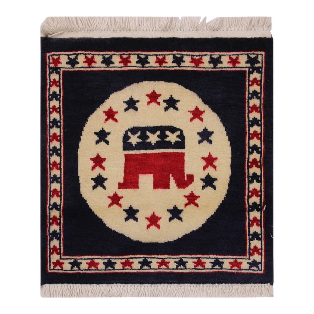 Republic Party Flag Ivory/Blue Wool Rug For Sale