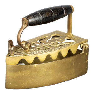 Antique Brass Sad Iron With Wooden Handle