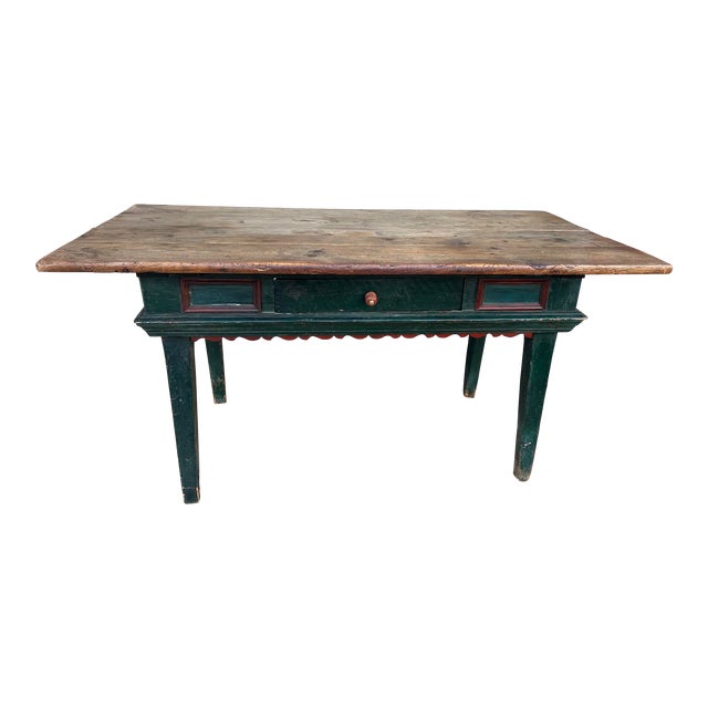 Antique Country French Canadian Paint Decorated Harvest Table, Circa 1830’s For Sale