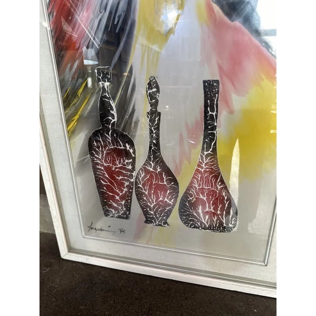 Sage Vernis / Gino Falzon, Still Life, 1970s, Acrylic & Paper, Framed For Sale - Image 3 of 6