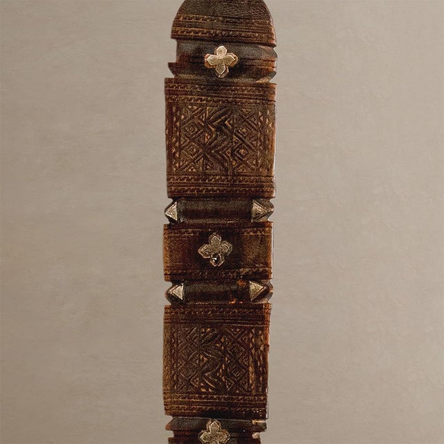 Rustic Vintage Berber Hand-Carved Wooden Tent Peg Wall Sculpture, 1990s For Sale - Image 3 of 7