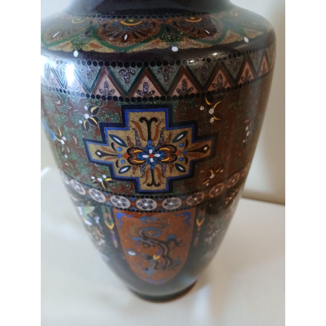 Asian Antique 19th Century Japanese Brown Cloisonne Vase For Sale - Image 3 of 13