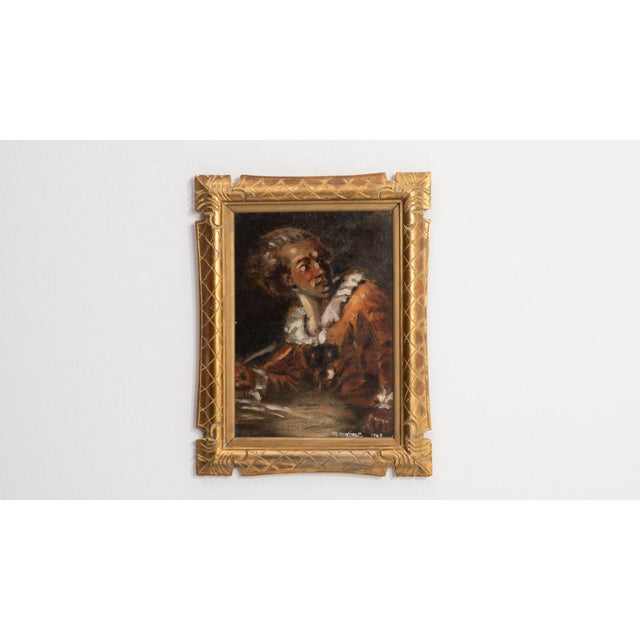 1940s 1940s France Amber Canvas Painting For Sale - Image 5 of 16