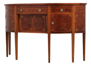 Federal Style D-Shape Walnut Inlaid Demi-Lune Server Sideboard