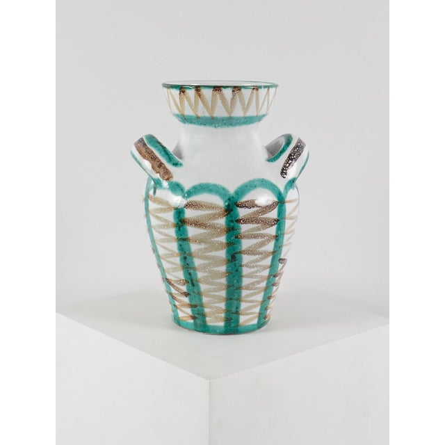Mid-Century Modern Large Mid-Century Ceramic Vase with Handles by Robert Picault, France, 1950 For Sale - Image 3 of 10