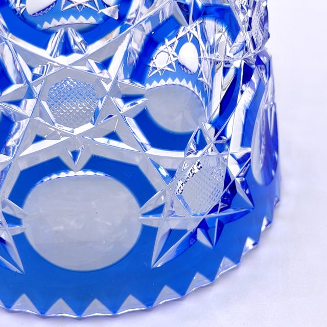 Art Deco Blue Cut-to-Clear Crystal Constellation Vase by Steven & Williams, 1930s For Sale - Image 17 of 18