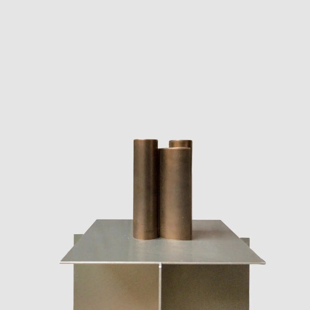 Ceramic Minimalist Bronze-Glazed Ceramic Geometric Vase by Jan Van Der Vaart, Netherlands, 1980s For Sale - Image 7 of 7
