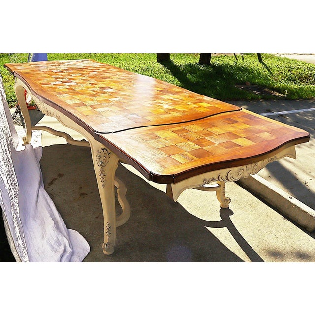 1920s Large French Country Parquetry Dining Table For Sale - Image 4 of 12