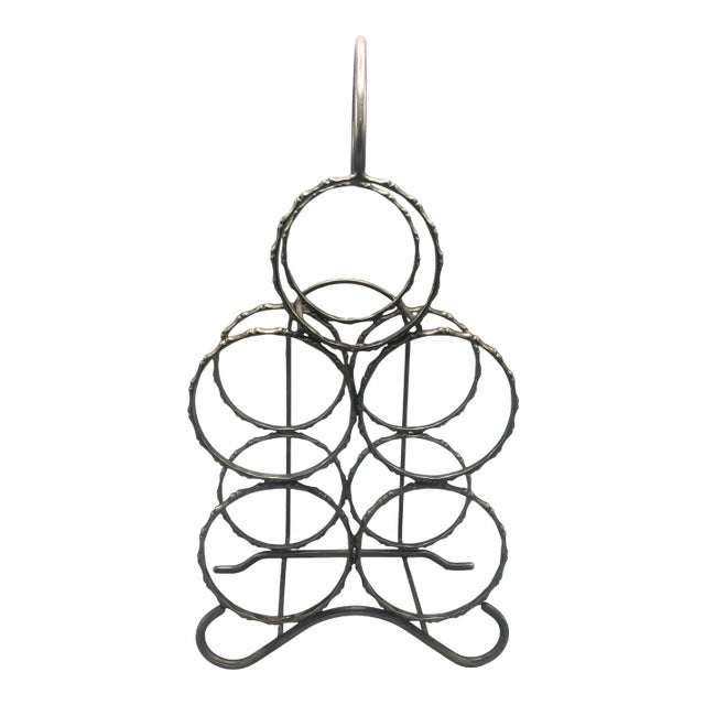 1980s Faux Bamboo Silverplated Wine Rack For Sale