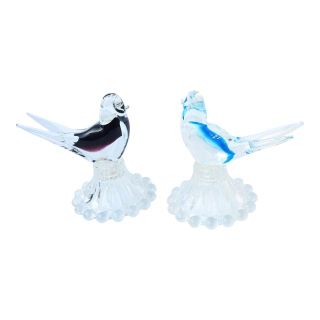 Mid 20th Century Handblown Vetri DI Murano Italian Art Glass Birds - a Pair For Sale
