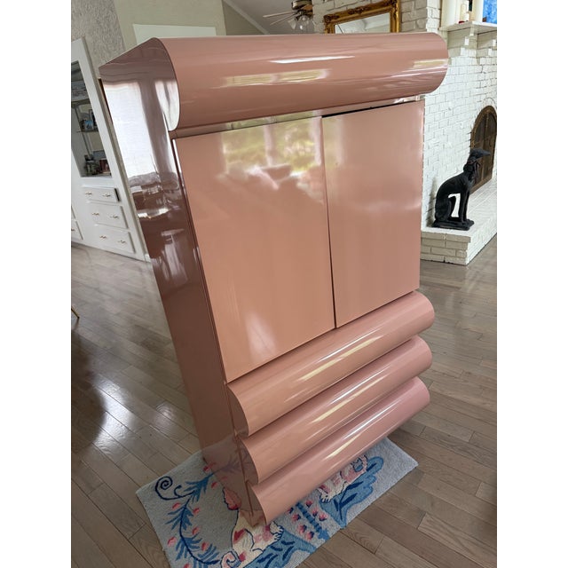 Contemporary 1980s Postmodern Pink Laminate Bullnose Tallboy Dresser For Sale - Image 3 of 6