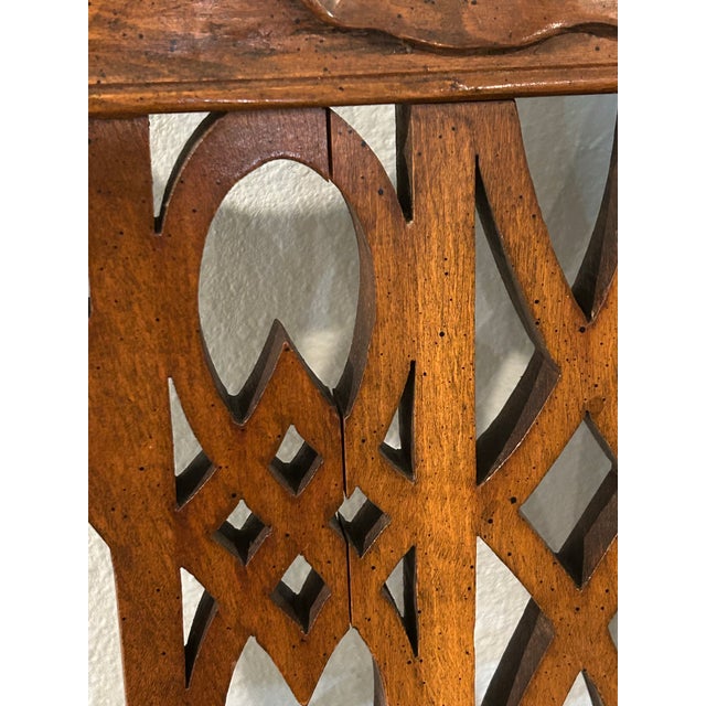 Mid 20th Century Chinese Chippendale Armchair by Century Furniture Co With Original Leather Upholstery For Sale - Image 9 of 12