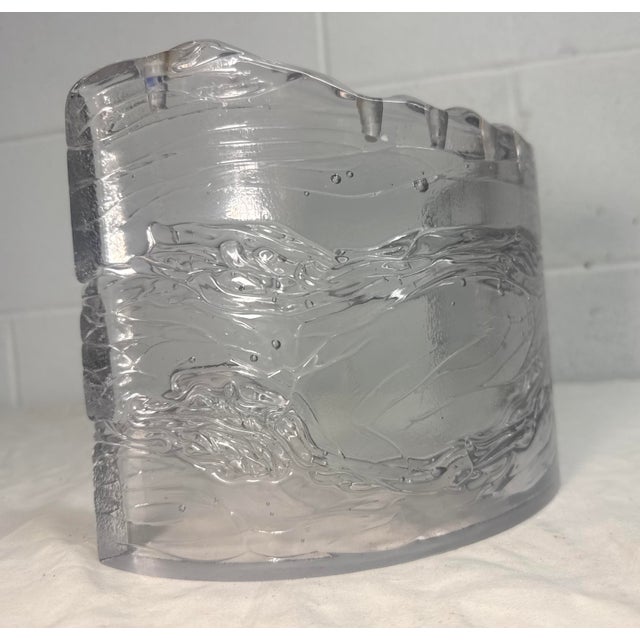 Transparent Cast Studio Glass Menorah by Joel & Candace Bless Curved Shape Brutalist Waves For Sale - Image 8 of 15