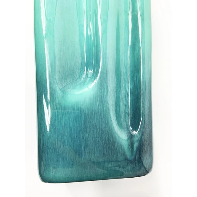 Ceramic Large Mid-Century Seafoam Green Wavey Vase For Sale - Image 7 of 10