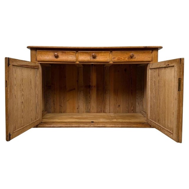 2000 - 2009 Antique English Victorian Pitch Pine Credenza, 1800s For Sale - Image 5 of 13