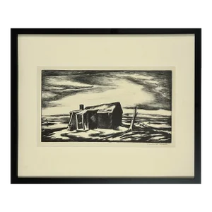 Richard Hood (1910-1995) - Wpa Expressionist ‘Deserted House’, Signed/Framed (Etching, 1936)