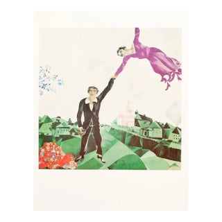 1972 After Marc Chagall "The Promenade", Full-Color Parisian Print For Sale