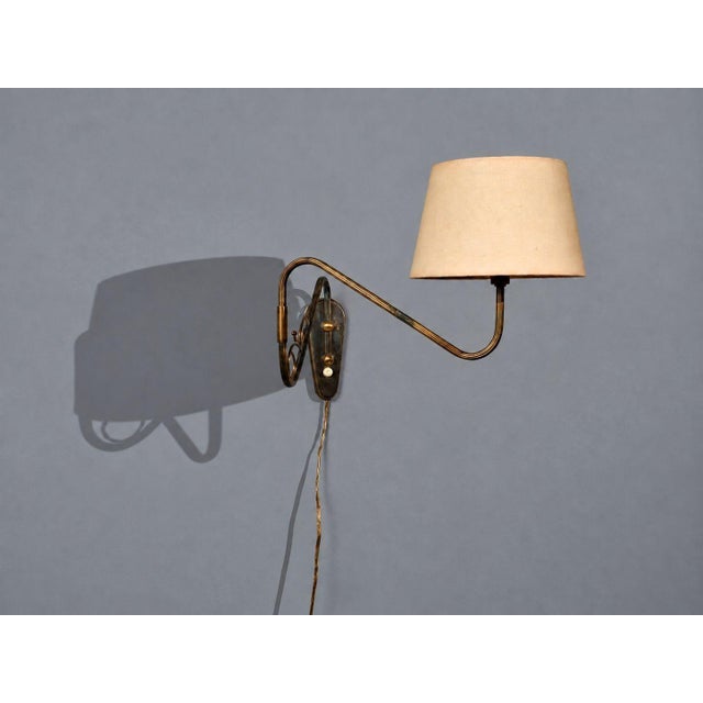 Danish Modern, Articulating Wall Sconce, Brass, Bakelite, Denmark, 1950s For Sale - Image 4 of 12