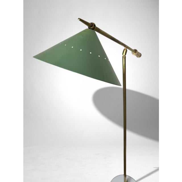 Mid 20th Century Italian Adjustable Brass Floor Lamp With Stone Base For Sale - Image 6 of 18