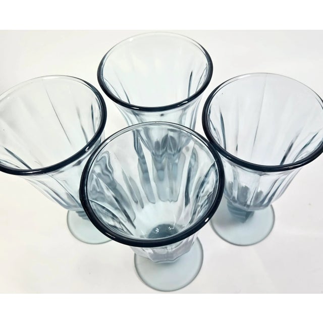 Glass Frosted Blue Seashell Goblets- Set of Four For Sale - Image 7 of 12