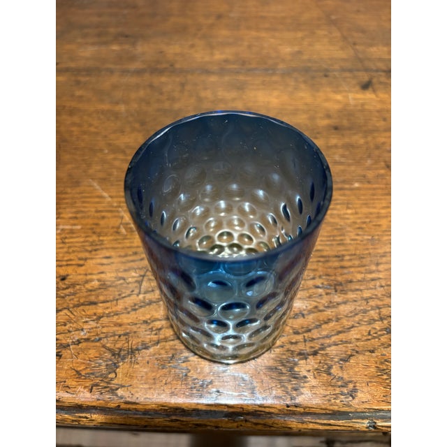 19th Century Victorian Bluerina Glass Inverted Thumbprint Tumbler For Sale In Seattle - Image 6 of 10