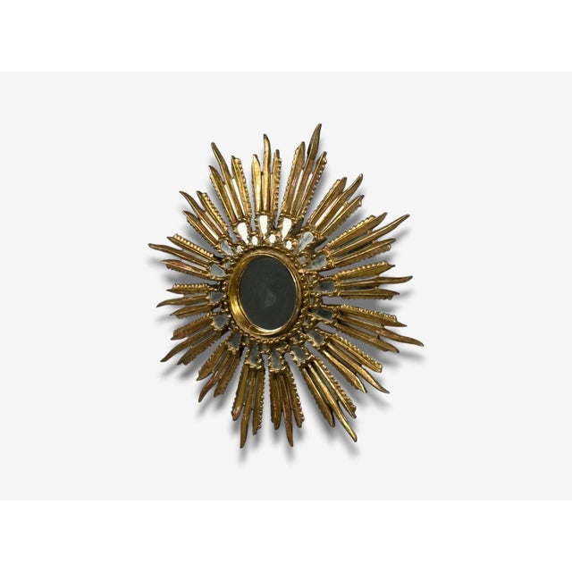 Line Vautrin Style, Sunburst Mirror, Clayed Gilt, Mirror, France, 1960s For Sale - Image 4 of 10