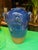 Up for consideration is a beautiful vintage blue ceramic large vase with metal ears. This would look lovely in your home...